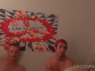 Sexually aroused college lads stripping for xxx clip at dorm room party